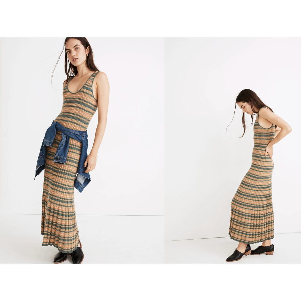 Madewell wool and alpaca blend striped tank sweater dress - medium